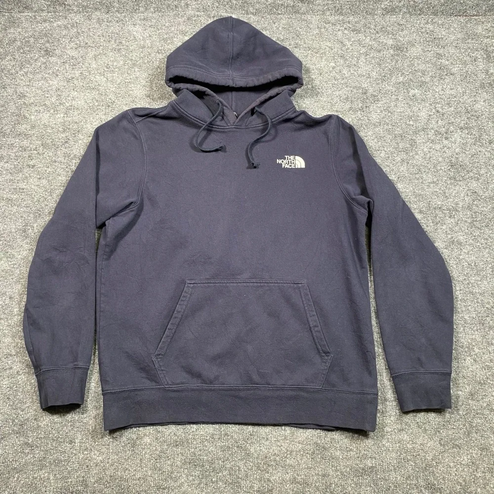 The North Face Mens Navy Blue‎ Graphic Box Logo Pullover Hoodie A3FRE Large